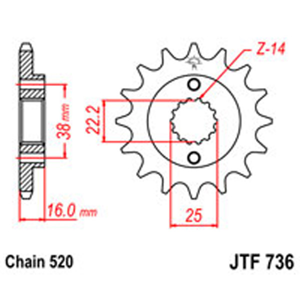 JT JT Gear Box Sprockets G/B 736-14 DUCATI